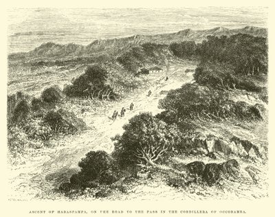 Beklimming van Habaspampa, op weg naar de pas in de Cordillera van Occobamba door Edouard Riou