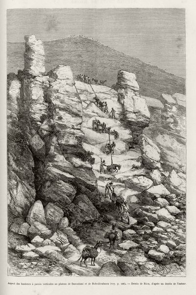 Aspect van de hoogten met verticale muren op het Dasoulami en Bobodioulasou plateau (Golf van Guinee) door Edouard Riou
