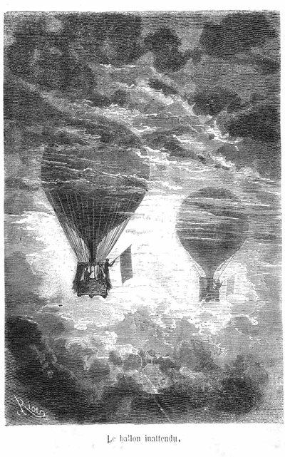 Tekening uit het boek van Jules Verne 