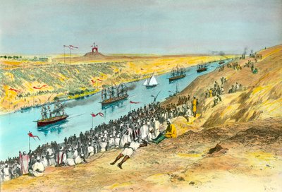 Inhuldiging van het Suezkanaal door Edouard Riou