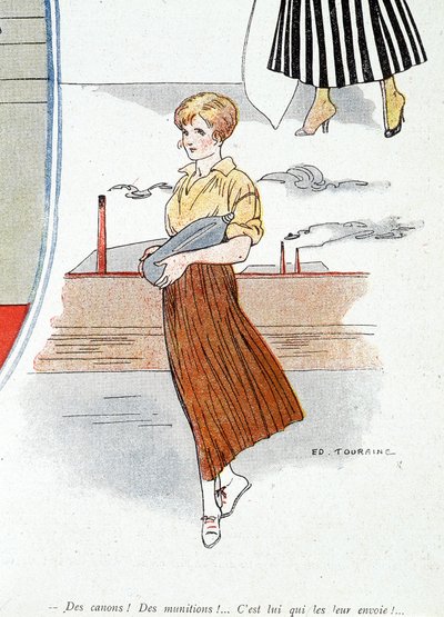 Vrouw die munitie maakt voor de oorlog 1914-1918. 