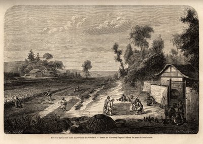 Scènes van landbouw in het oogstseizoen, in de provincie Pe-Tche-Li door Edouard Vaumort