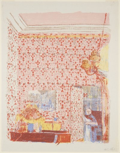 Landschaften und Innenräume: Innenraum mit rosa Tapete I door Edouard Vuillard