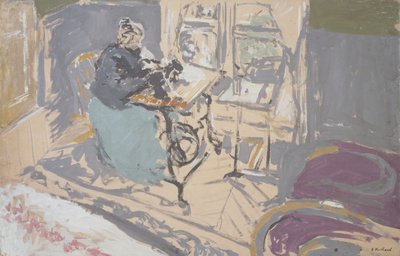 Madame Vuillard aan haar naaimachine door Edouard Vuillard