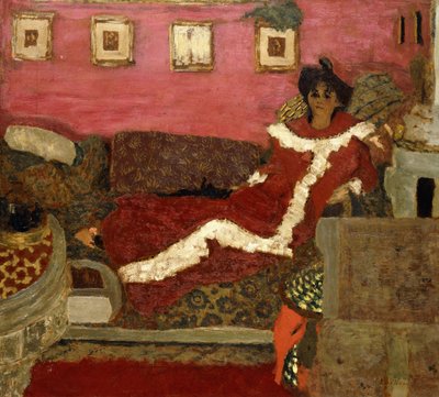 Portret van Mme Delierre in een symfonie van rood door Edouard Vuillard