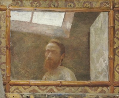 Zelfportret met een bamboespiegel, ca. 1890 door Edouard Vuillard