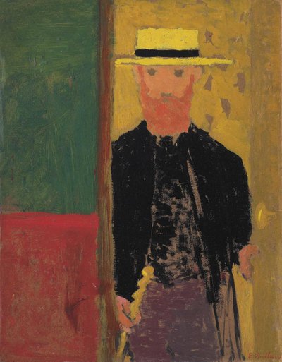 Zelfportret met strohoed, ca. 1892 door Edouard Vuillard