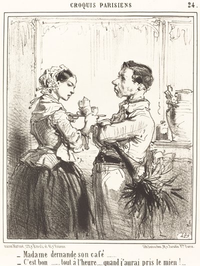 Mevrouw vraagt om haar koffie door Edouard de Beaumont