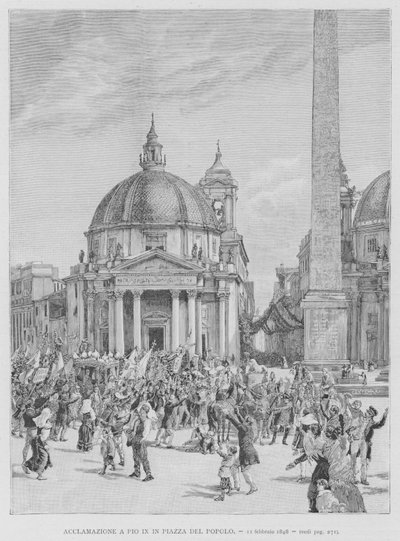 Acclamatie voor Pius IX op het Piazza del Popolo door Edouardo Matania