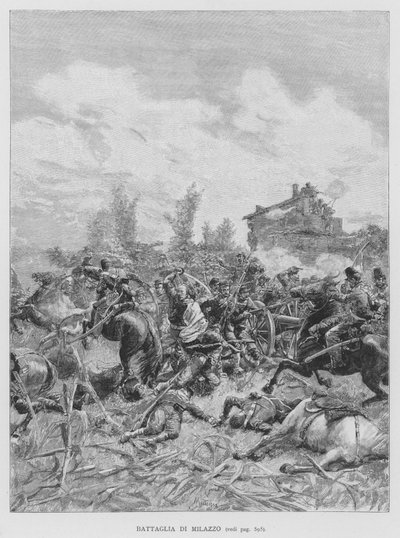 Slag bij Milazzo (gravure) door Edouardo Matania