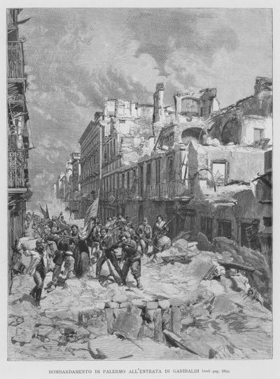 Bombardement van Palermo bij de aankomst van Garibaldi door Edouardo Matania