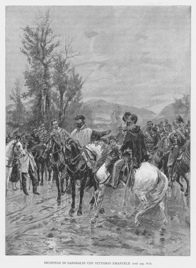 Ontmoeting van Garibaldi met Victor Emanuel door Edouardo Matania
