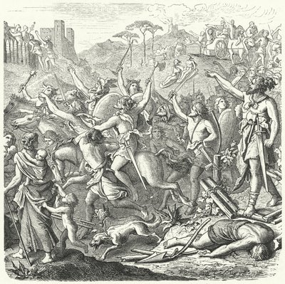 Invasie van Romeins grondgebied door de Cimbri, eind 2e eeuw v.Chr. door Eduard Bendemann