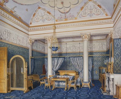 Interieurs van het Winterpaleis. De slaapkamer van keizerin Alexandra Fjodorovna, 1870 door Eduard Hau