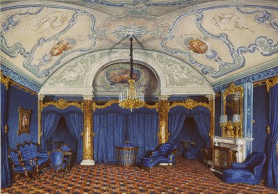 Interieurs van het Winterpaleis. Het vierde gereserveerde appartement. Een slaapkamer, 1868 door Eduard Hau