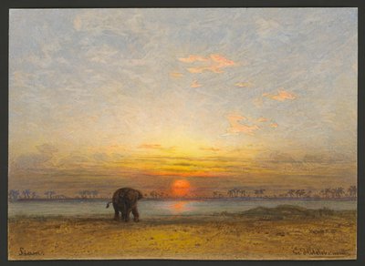 Zonsondergang in Siam door Eduard Hildebrandt