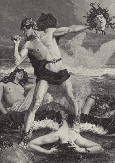 Perseus onthoofdt Medusa door Eduard Kaempffer