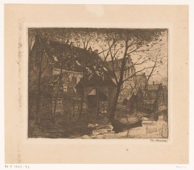 Achterkanten van huizen langs het water door Eduard Karsen (signed by artist)