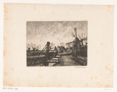 Pad met brug langs een sloot door Eduard Karsen (signed by artist)