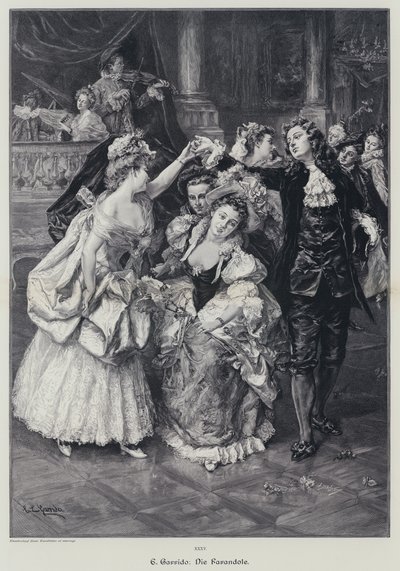 Farandole van het Ballet van de Opera van Marseille (gravure) door Eduardo Leon Garrido