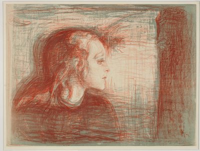 Portret van een jonge vrouw door Edvard Munch
