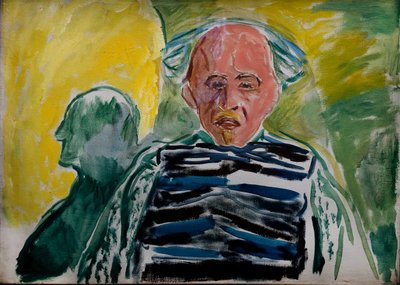 Zelfportret met gestreepte trui door Edvard Munch