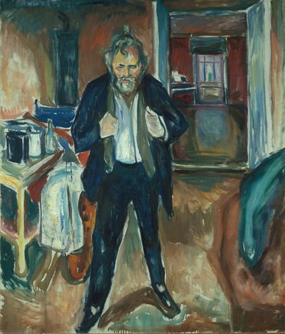 Slapeloze Nacht. Zelfportret in Innerlijke Onrust door Edvard Munch