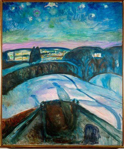 Sterrennacht (olieverf op doek) door Edvard Munch