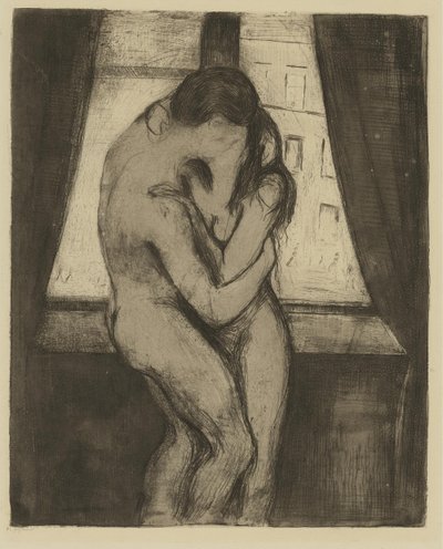 De Kus, 1895 door Edvard Munch