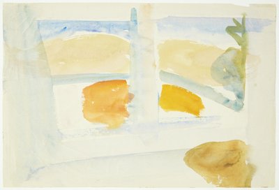 Uitzicht door een raam op een strand, Zuid-Frankrijk door Edvard Weie