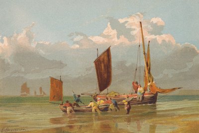 Vissersboten gaan uit, bij Norfolk door Edward (after) Duncan