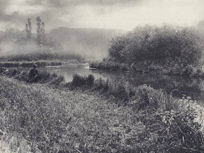 Een mistige herfstochtend op de Test door Edward Alfred Barton