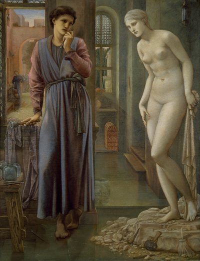 Pygmalion en het Beeld - De Hand Weerstaat door Edward Burne Jones