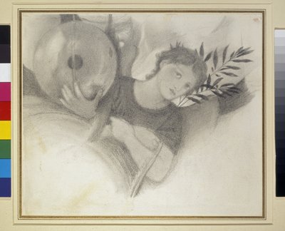 Studie voor een Hoofd in De Dagen van de Schepping, ca. 1871 - 1875 door Edward Burne Jones