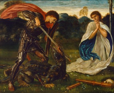 Het gevecht: Sint Joris doodt de draak VI door Edward Burne Jones
