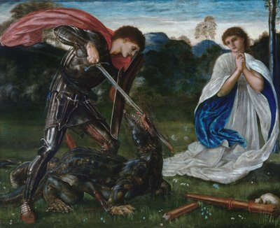 Het gevecht: Sint Joris doodt de draak VI door Edward Burne Jones