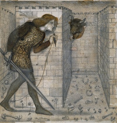 Tegelontwerp - Theseus en de Minotaurus in het Labyrint door Edward Burne Jones