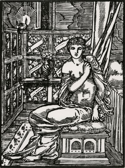 Psyche verwacht Cupido door Edward Coley (after) Burne Jones