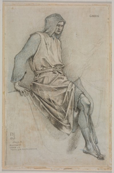 Studie voor de mislukking van Gawain uit de Heilige Graal wandtapijten door Edward Coley Burne Jones