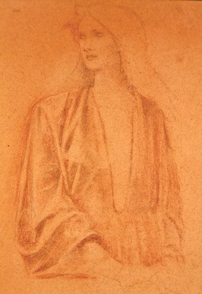 Studie van een meisje door Edward Coley Burne Jones
