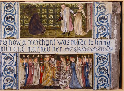 Beauty and the Beast tegelpaneel, Morris, Marshall, Faulkner & Co., ca. 1867 door Edward Burne Jones