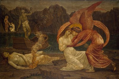 Cupido en Psyche - Psyche ontvangt de Kist van Proserpina door Edward Burne Jones