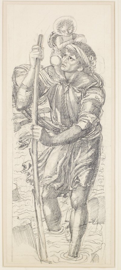 Sint Christoffel en het Kindje Christus door Edward Coley Burne Jones