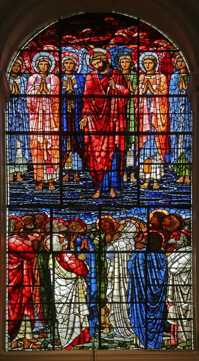 De Hemelvaart, 1885-1897 (glas-in-lood) door Edward Burne Jones