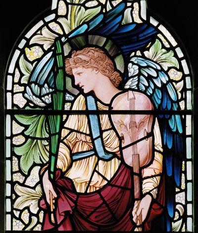 De Minstreel Engel (detail) door Edward Coley and Dearle Burne Jones