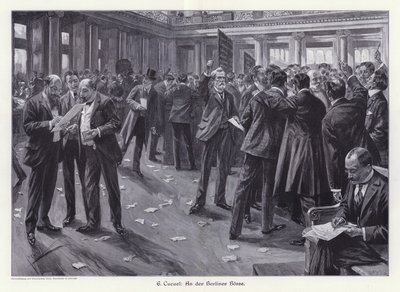 Op de beurs van Berlijn (gravure) door Edward Cucuel