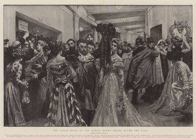 De mantelkamer van de Berlijnse Opera na het toneelstuk (litho) door Edward Cucuel