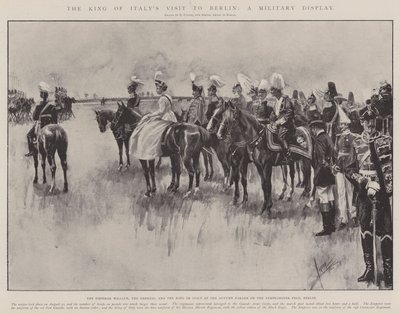 Het bezoek van de koning van Italië aan Berlijn, een militaire vertoning (gravure) door Edward Cucuel