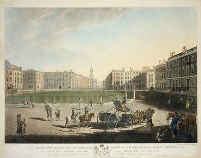 Hanover Square, gegraveerd door Robert Pollard (1755-1838) en Francis Jukes (1747-1812) 1787 door Edward Dayes