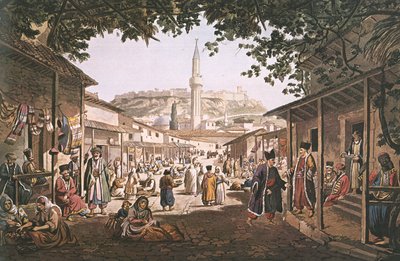 Grieks: De bazaar van Athene door Edward Dodwell